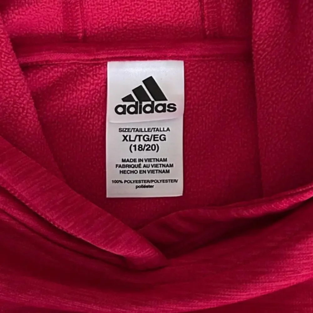 Adidas Red Pullover Hoodie Youth XL (18/20) Black Logo Athletic - Picture 5 of 8